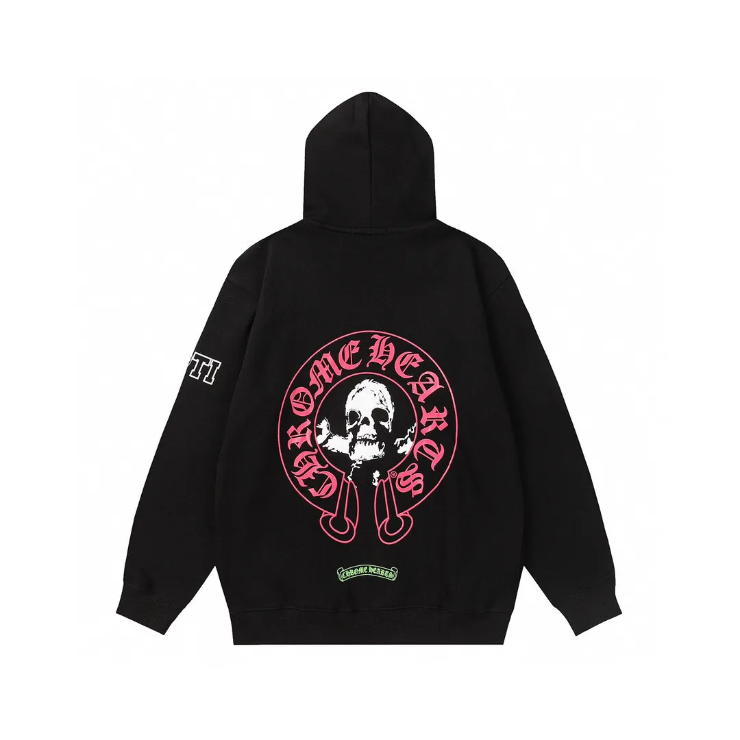 M08—P210 -Chrome Hearts/Chrome Hearts printed sweatshirt cardigan jacket -420 grams of high-density, high-quality wool, soft, delicate and skin-friendly, soft and silky to the touch, warm and skin-friendly -The hardware and zipper accessories are all customized and full of details -Colour: black -Size: S M L XL